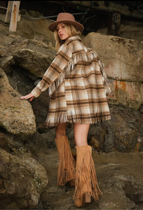 Plaid Fringe Jacket