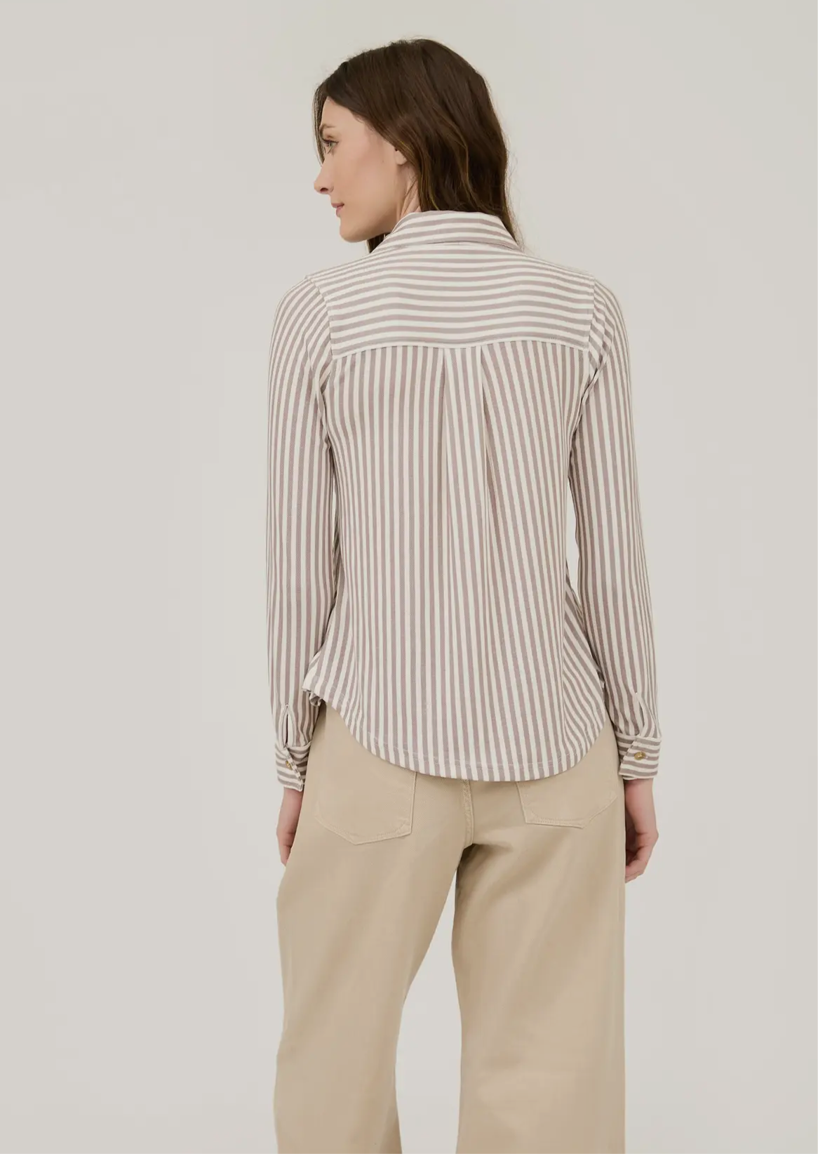 Curvy Striped Long Sleeve Button Down