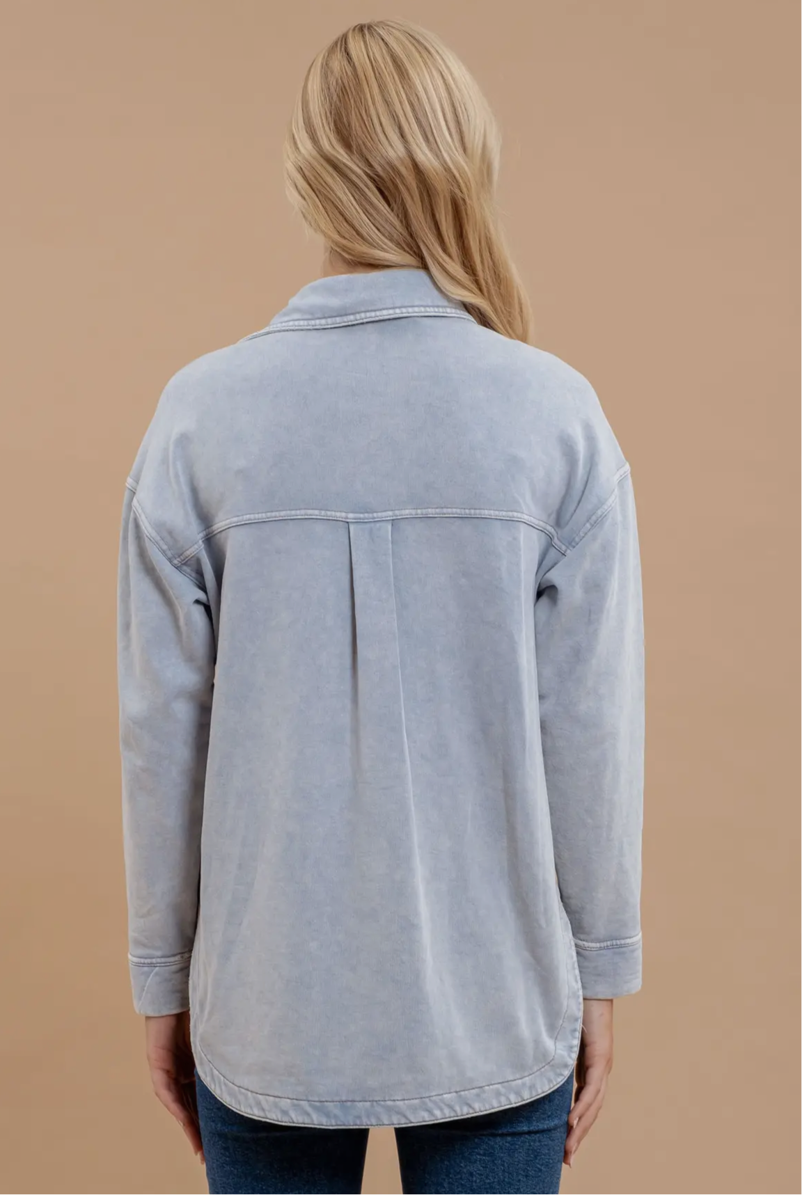 Washed Chambray Collared Shacket