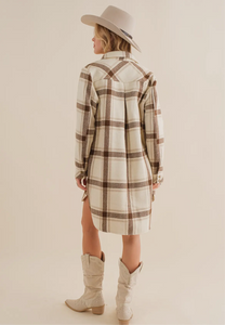 Plaid Snap Up Long Jacket