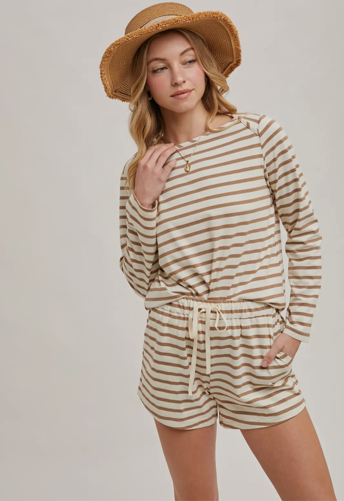 Stripe Pullover Top and Short Set