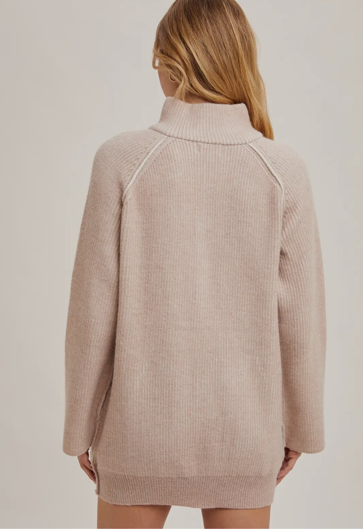 Half Zip Ribbed Knit Sweater