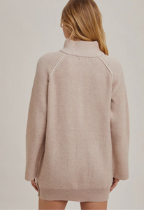 Half Zip Ribbed Knit Sweater