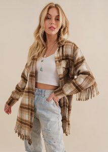 Plaid Fringe Jacket