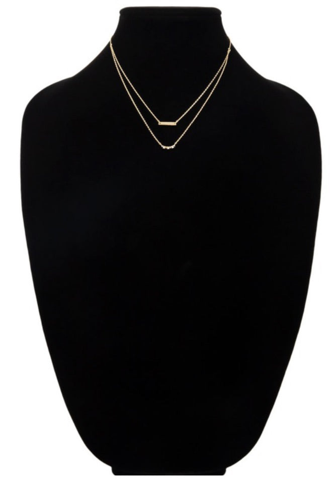 Brass and Cubic Zirconia Bar Necklace